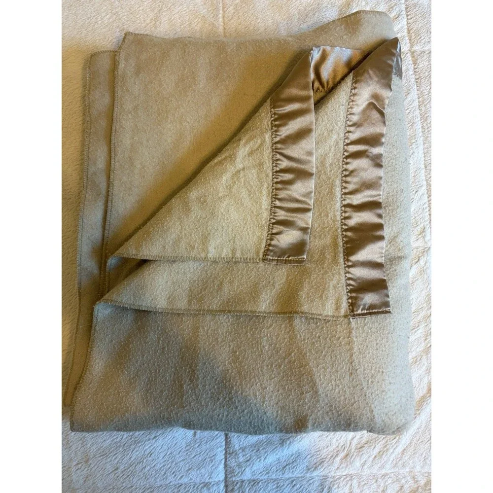 Vtg Biddeford Heated Blanket Queen Beige Dual Controllers Acrylic 82”W X 88”L